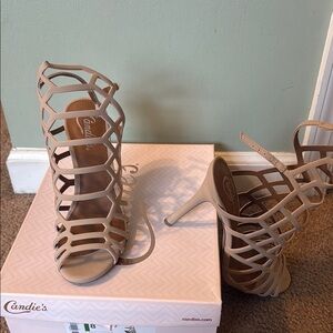 Candie's Women's Beige Strappy Heels